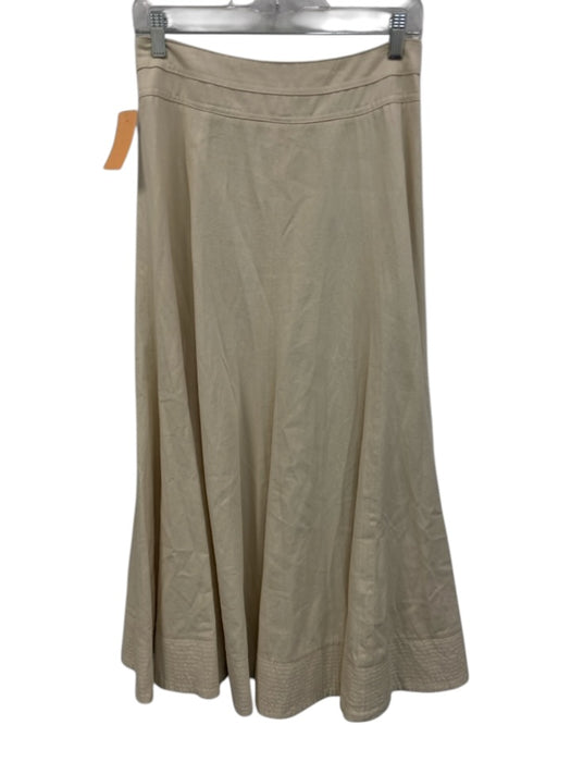 Tuckernuck Size 4 Light Beige Cotton Paneled Stitching Detail Midi Skirt Light Beige / 4