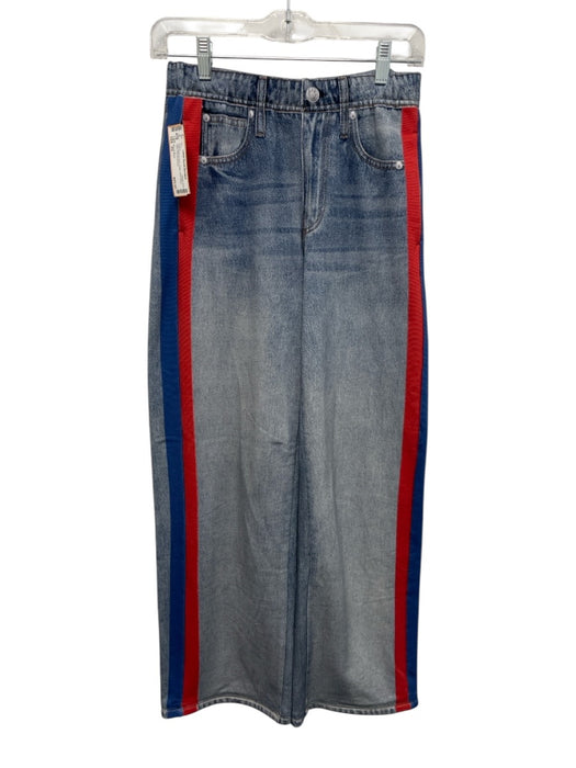 Rag & Bone Size XS Light Wash & Red Cotton Side Stripe Wide Leg Jeans Light Wash & Red / XS