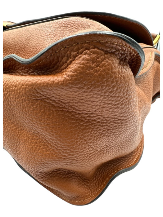 Chloe Brown Grained Leather Brass Hardware Rolled Handles Zip Top Bag Brown / L