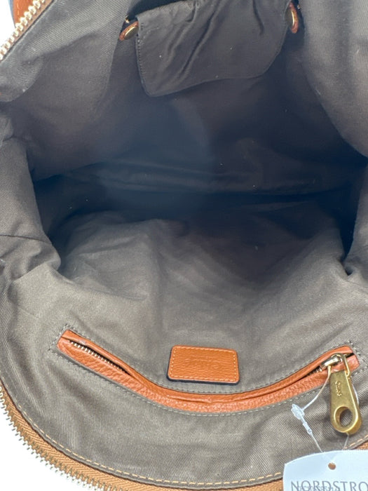 Chloe Brown Grained Leather Brass Hardware Rolled Handles Zip Top Bag Brown / L