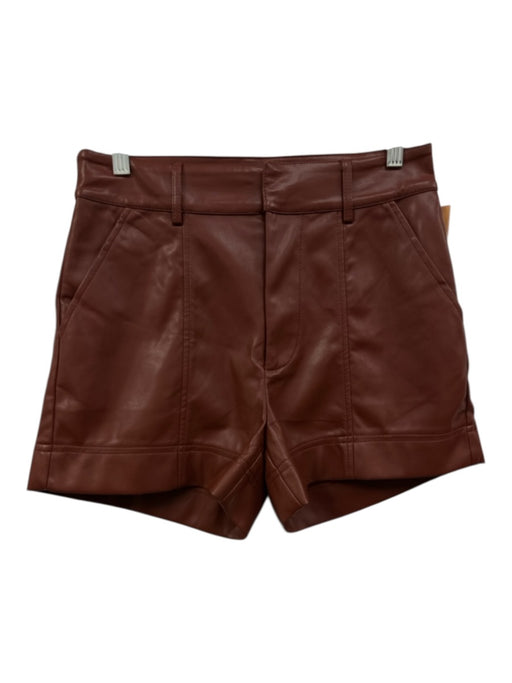 Everlane Size 28 Brown Polyurethane Faux Leather High Rise Pockets Shorts Brown / 28