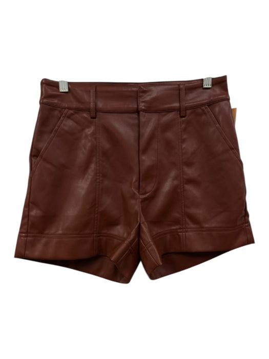 Everlane Size 28 Brown Polyurethane Faux Leather High Rise Pockets Shorts Brown / 28