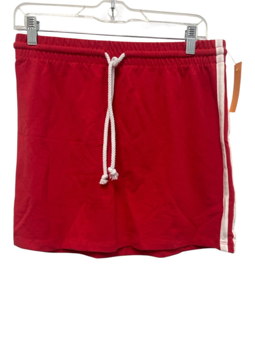 Daydreamer Size L / M Red & White Cotton Quarter Zip Side Stripe Skirt Set Red & White / L / M