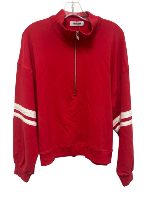 Daydreamer Size L / M Red & White Cotton Quarter Zip Side Stripe Skirt Set Red & White / L / M