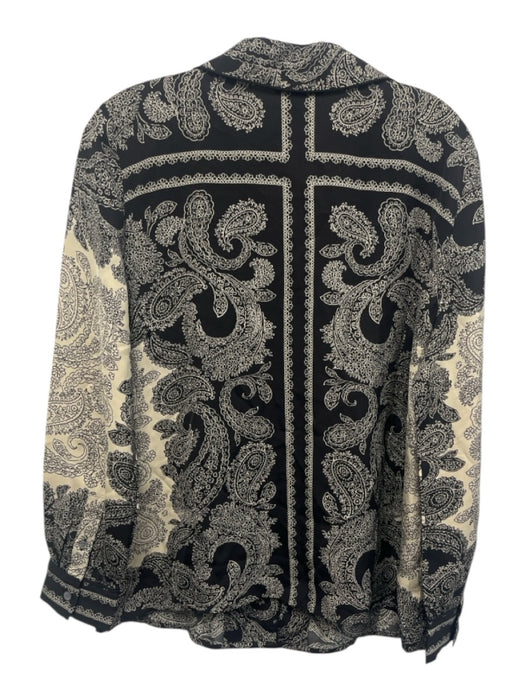 J Crew Size S/4 Black & Cream Viscose Wrap Skirt Paisley Floral Print Skirt Set Black & Cream / S/4