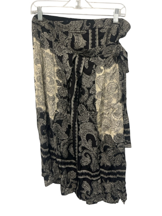 J Crew Size S/4 Black & Cream Viscose Wrap Skirt Paisley Floral Print Skirt Set Black & Cream / S/4