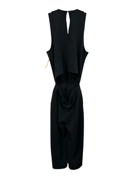 Spanx Size S Black Polyester Open Back Ribbed Drawstring Wide Leg Jumpsuit Black / S