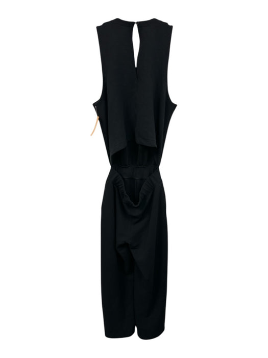 Spanx Size S Black Polyester Open Back Ribbed Drawstring Wide Leg Jumpsuit Black / S