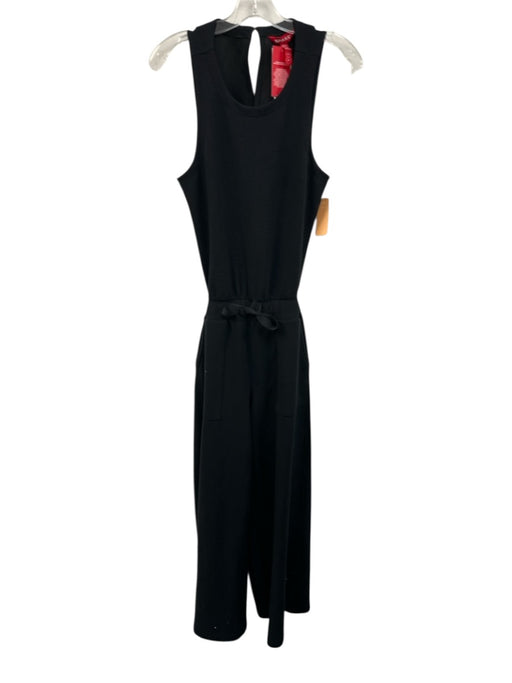 Spanx Size S Black Polyester Open Back Ribbed Drawstring Wide Leg Jumpsuit Black / S
