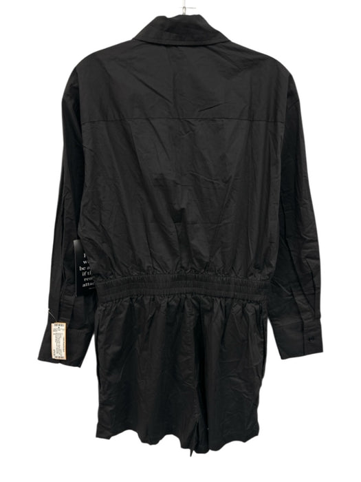 Hyacinth House Size S Black Cotton Elastic Waist Long Sleeve Half Button Romper Black / S