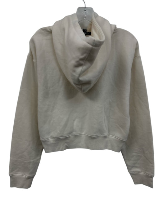 J Crew Size M Ivory White Cotton Hood Long Sleeve Crop Sweatshirt Jacket Ivory White / M