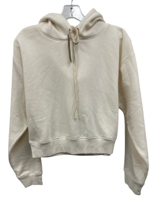 J Crew Size M Ivory White Cotton Hood Long Sleeve Crop Sweatshirt Jacket Ivory White / M