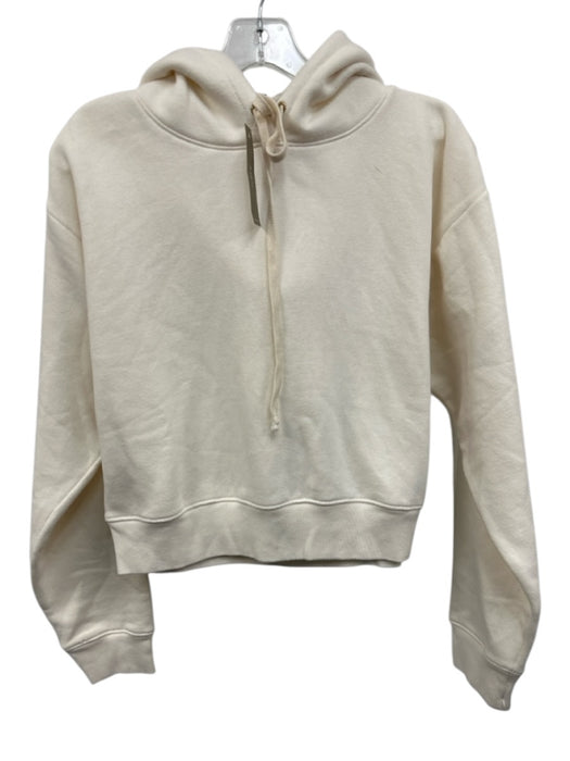 J Crew Size M Ivory White Cotton Hood Long Sleeve Crop Sweatshirt Jacket Ivory White / M