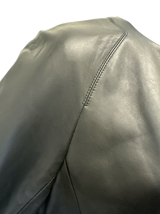 Vince Size S Black Lamb leather Long Sleeve Zip Front Knee Length Coat Black / S