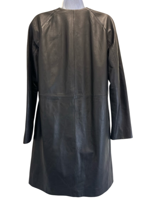 Vince Size S Black Lamb leather Long Sleeve Zip Front Knee Length Coat Black / S