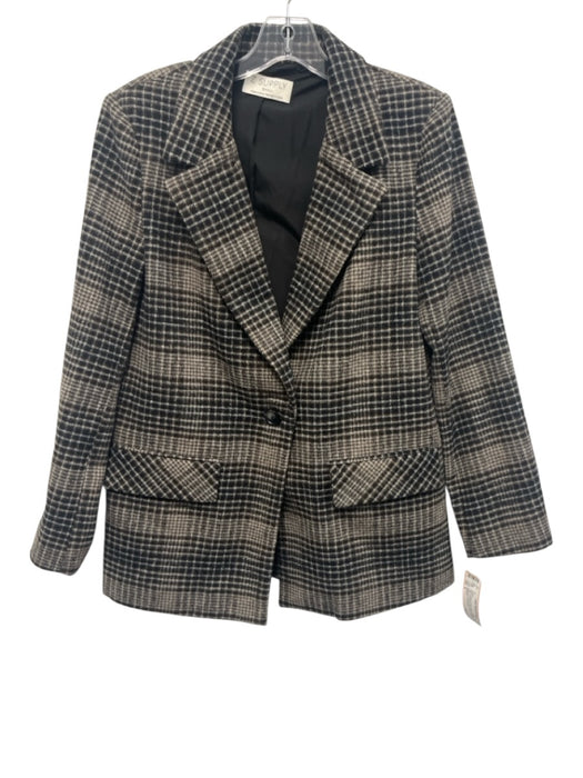 Z Supply Size S Brown, Black, Cream Polyester Blend Plaid One Button Jacket Brown, Black, Cream / S