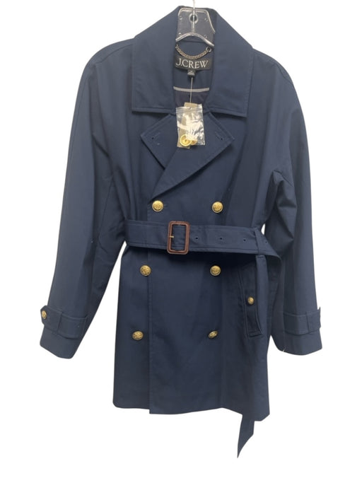 J Crew Size XS Navy Blue Cotton Gold Buttons Trench Long Sleeve Jacket Navy Blue / XS