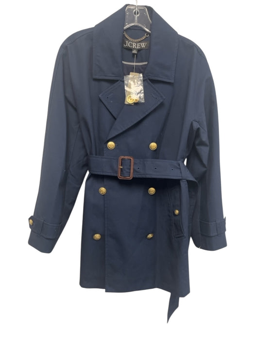 J Crew Size XS Navy Blue Cotton Gold Buttons Trench Long Sleeve Jacket Navy Blue / XS
