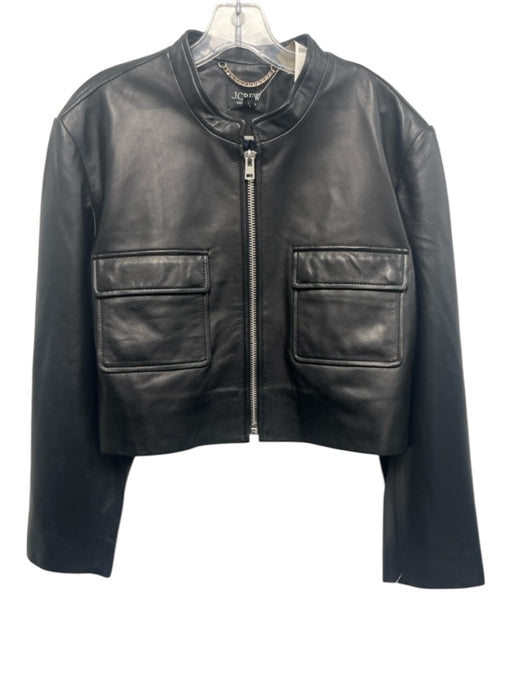 J Crew Collection Size M Black Lamb leather Front Pocket Long Sleeve Jacket Black / M