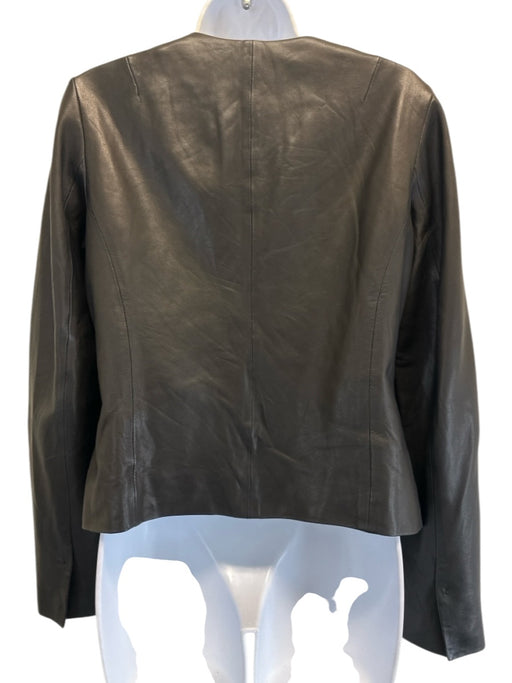 Vince Size M Black Lamb leather Front Zip Long Sleeve Jacket Black / M