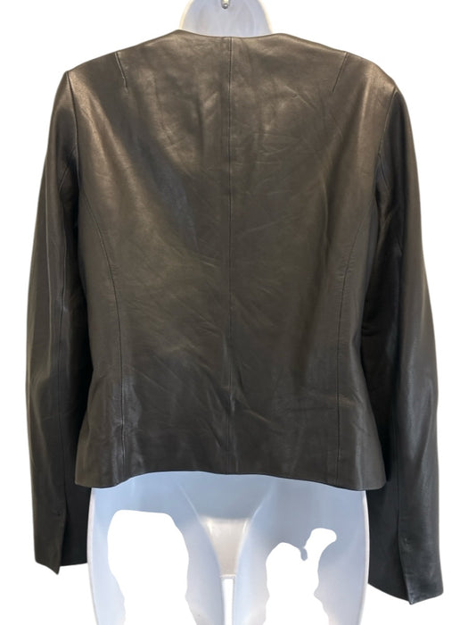Vince Size M Black Lamb leather Front Zip Long Sleeve Jacket Black / M