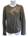 Vince Size M Black Lamb leather Front Zip Long Sleeve Jacket Black / M