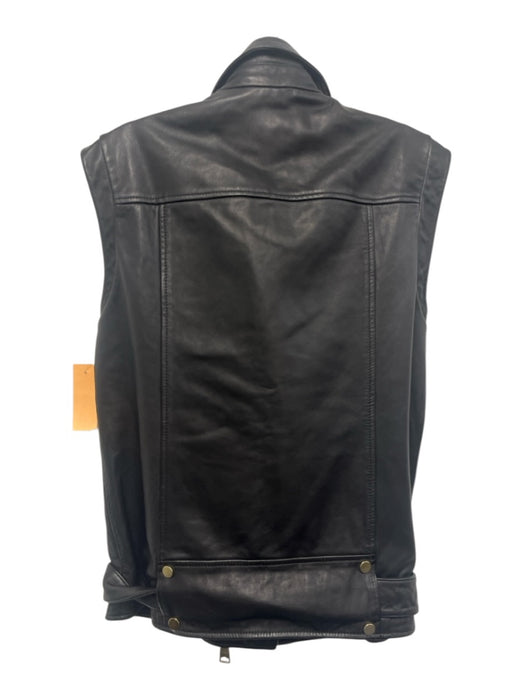 ALLSAINTS Size S Black Sheep Leather Moto Gold Hardware Zippers Belt Incl. Vest Black / S