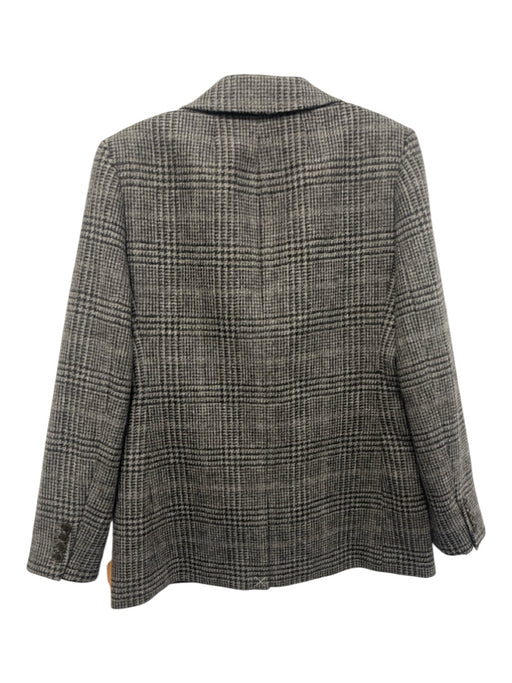J Crew Size 8 Gray & Black Print Wool One Button Houndstooth Long Sleeve Jacket Gray & Black Print / 8