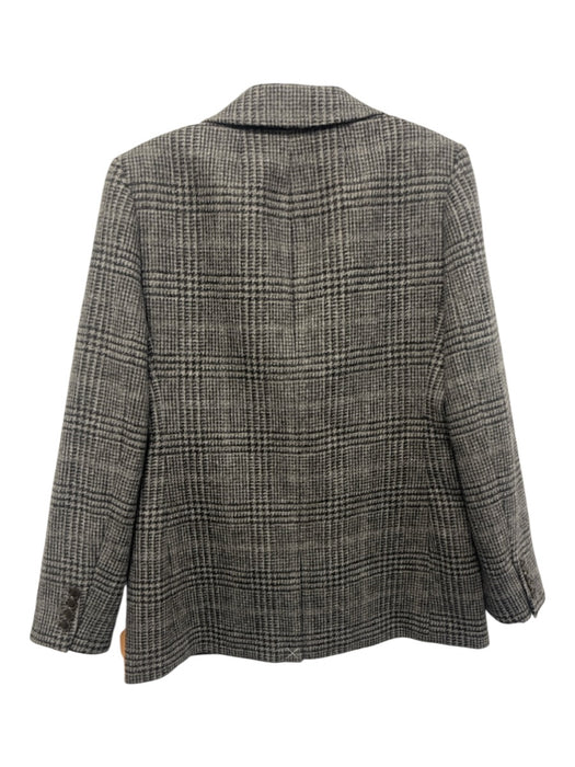 J Crew Size 8 Gray & Black Print Wool One Button Houndstooth Long Sleeve Jacket Gray & Black Print / 8