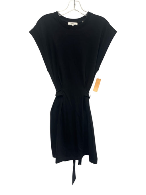 Vince Size S Black Cotton Cap Sleeve Sash Incl. Knee Length Dress Black / S