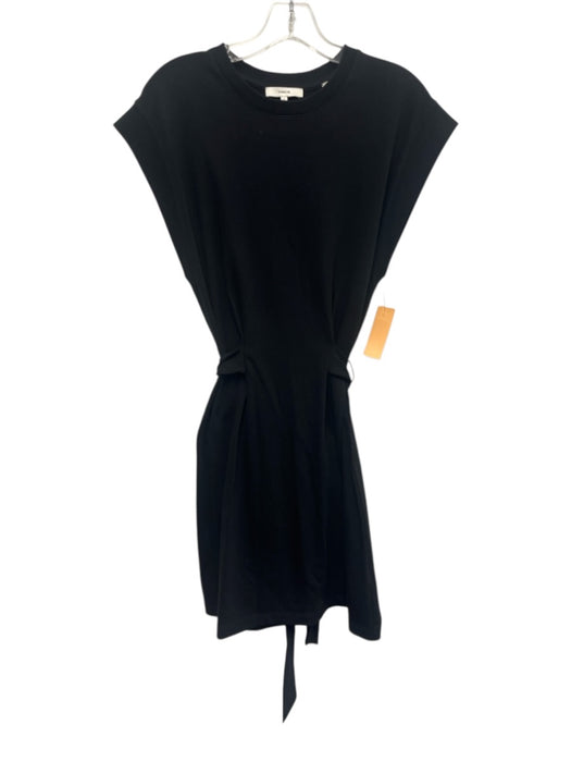 Vince Size S Black Cotton Cap Sleeve Sash Incl. Knee Length Dress Black / S