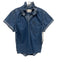 KMJ Size M Medium Wash Cotton Denim Short Cuff Sleeve Button Front Pockets Top Medium Wash / M