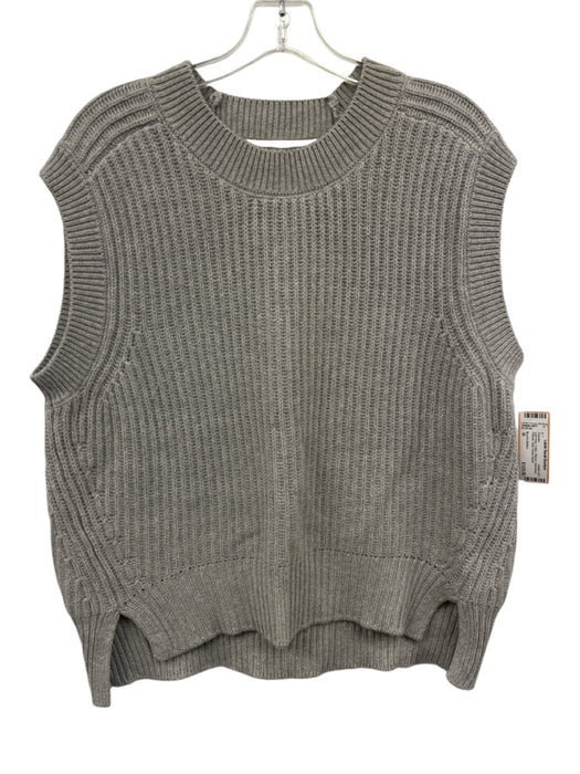 Brochu Walker Size M Light Gray Cotton Ribbed Sleeveless Pullover Vest Sweater Light Gray / M