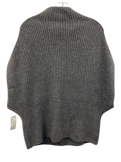 Ann Mashburn Size M Gray Cashmere Ribbed Mock Neck Drop Cap Sleeve Vest Sweater Gray / M