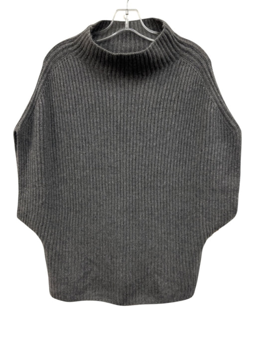 Ann Mashburn Size M Gray Cashmere Ribbed Mock Neck Drop Cap Sleeve Vest Sweater Gray / M