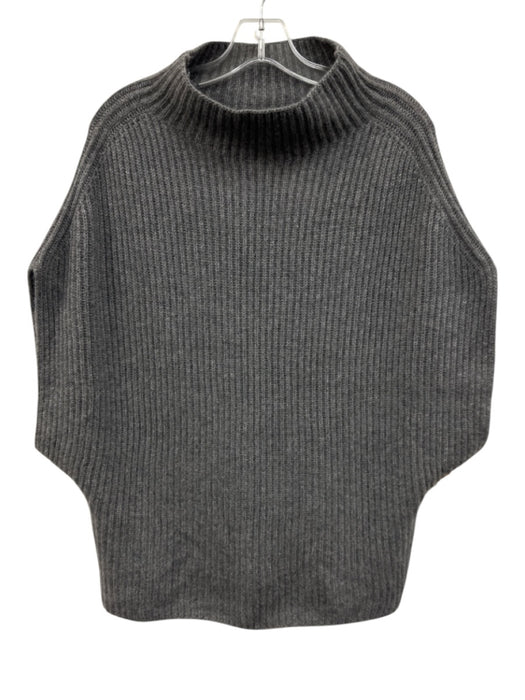 Ann Mashburn Size M Gray Cashmere Ribbed Mock Neck Drop Cap Sleeve Vest Sweater Gray / M