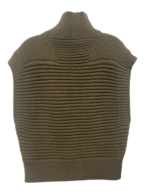 Closed Size M Army Green Wool Blend Ribbed Quarter Button Sleeveless Sweater Army Green / M