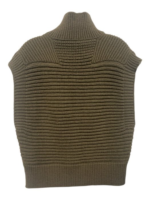 Closed Size M Army Green Wool Blend Ribbed Quarter Button Sleeveless Sweater Army Green / M