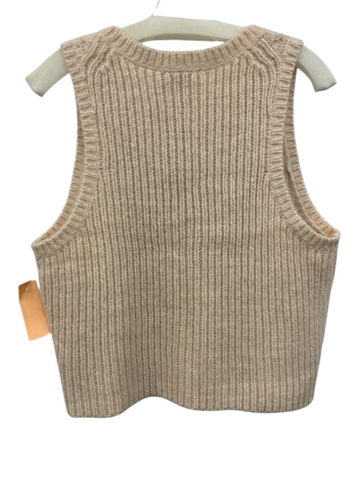 J Crew Size L Cream Acrylic Blend Cable Knit Sleeveless Vest Sweater Cream / L