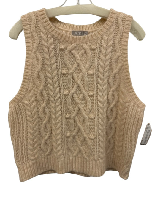 J Crew Size L Cream Acrylic Blend Cable Knit Sleeveless Vest Sweater Cream / L