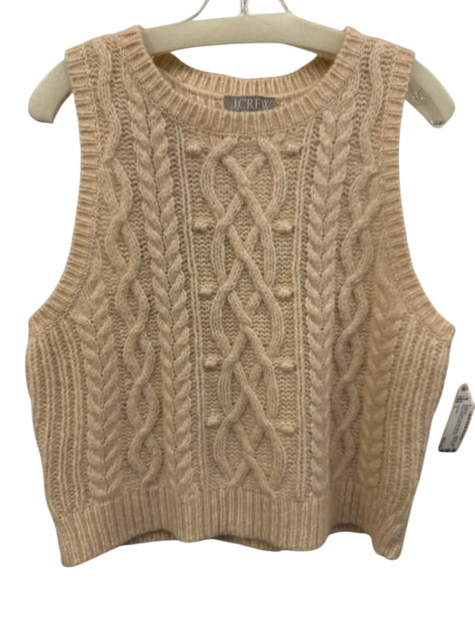 J Crew Size L Cream Acrylic Blend Cable Knit Sleeveless Vest Sweater Cream / L