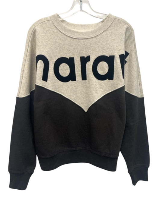 Marant Etoile Size 40 Gray, Brown, Black Cotton Logo Color Block Sweater Gray, Brown, Black / 40