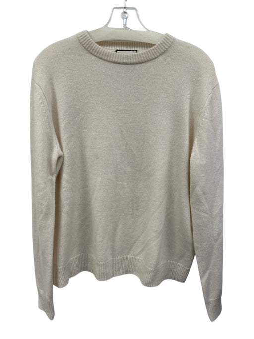 Tuckernuck Size M White Cashmere Ribbed Detail Long Sleeve Crew Neck Sweater White / M
