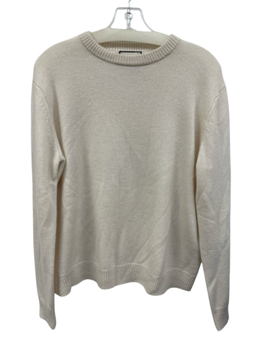 Tuckernuck Size M White Cashmere Ribbed Detail Long Sleeve Crew Neck Sweater White / M