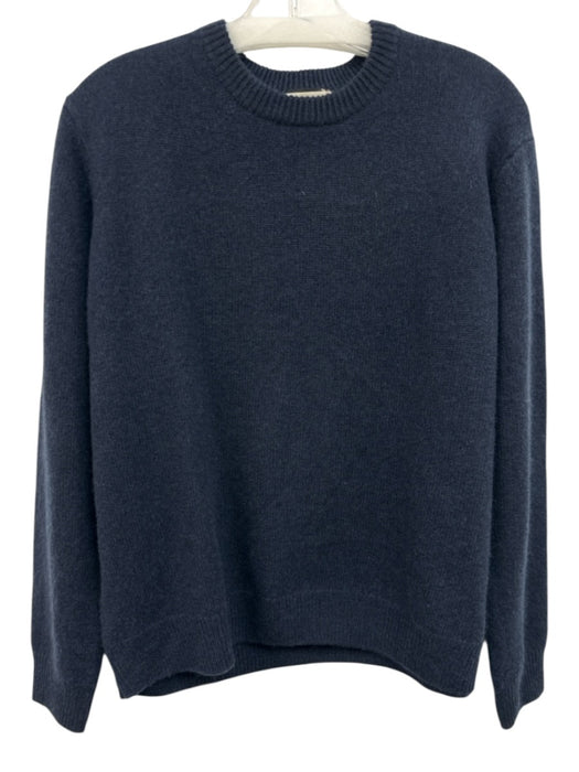 Tuckernuck Size M Navy Blue Cashmere Ribbed Detail Long Sleeve Crew Neck Sweater Navy Blue / M