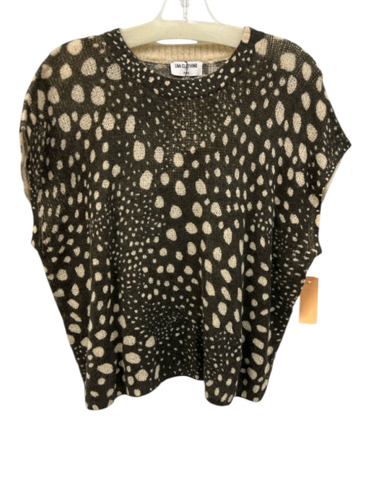 LNA Clothing Size M Brown & Tan Acrylic Blend Dots batwing Short Sleeve Sweater Brown & Tan / M