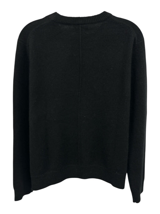 Tuckernuck Size M Black Cashmere Ribbed Detail Long Sleeve Crew Neck Sweater Black / M