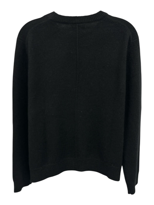 Tuckernuck Size M Black Cashmere Ribbed Detail Long Sleeve Crew Neck Sweater Black / M