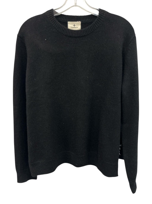 Tuckernuck Size M Black Cashmere Ribbed Detail Long Sleeve Crew Neck Sweater Black / M