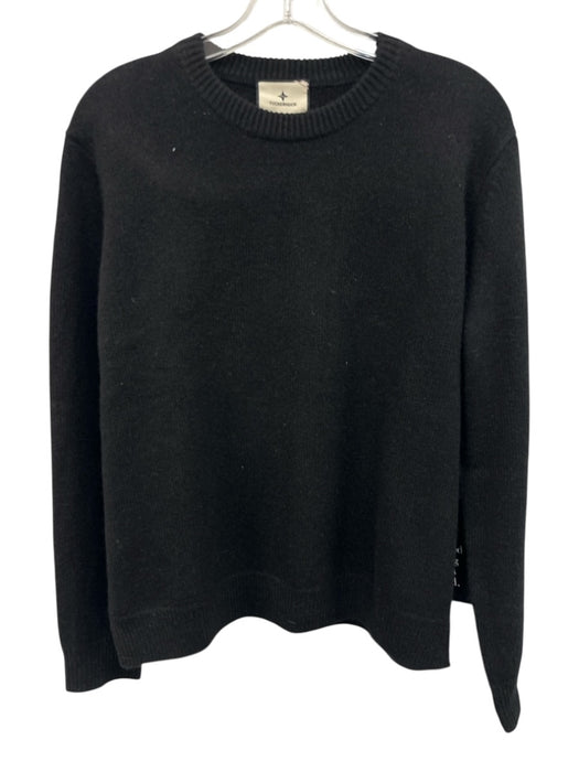 Tuckernuck Size M Black Cashmere Ribbed Detail Long Sleeve Crew Neck Sweater Black / M